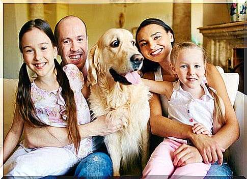 family with dog